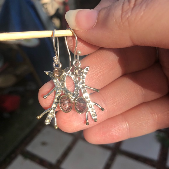 Smoky Quartz & Tourmalated Quartz Earrings - Picture 5 of 5